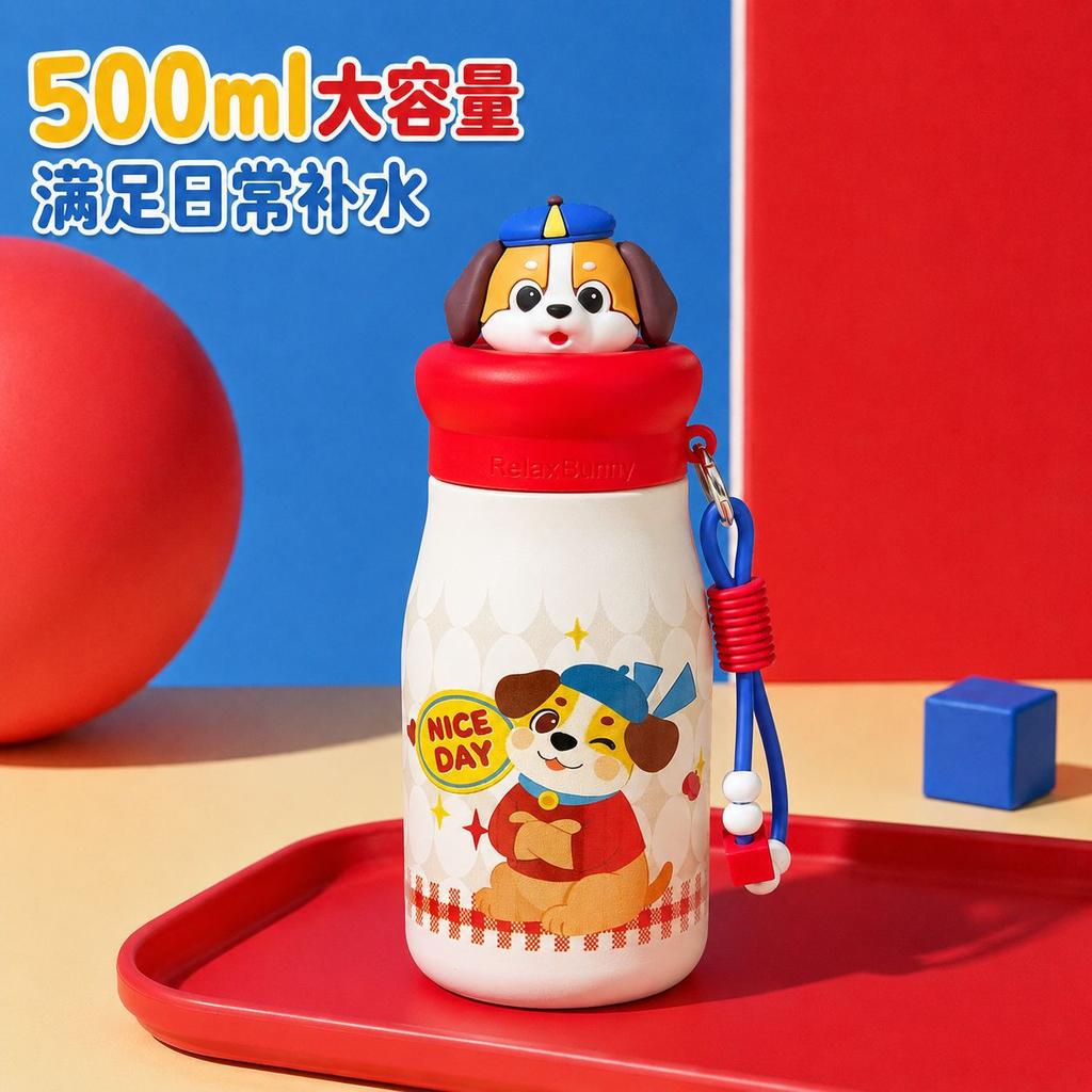 Water bottle thermos cup for school Small straw Animal water cup Children