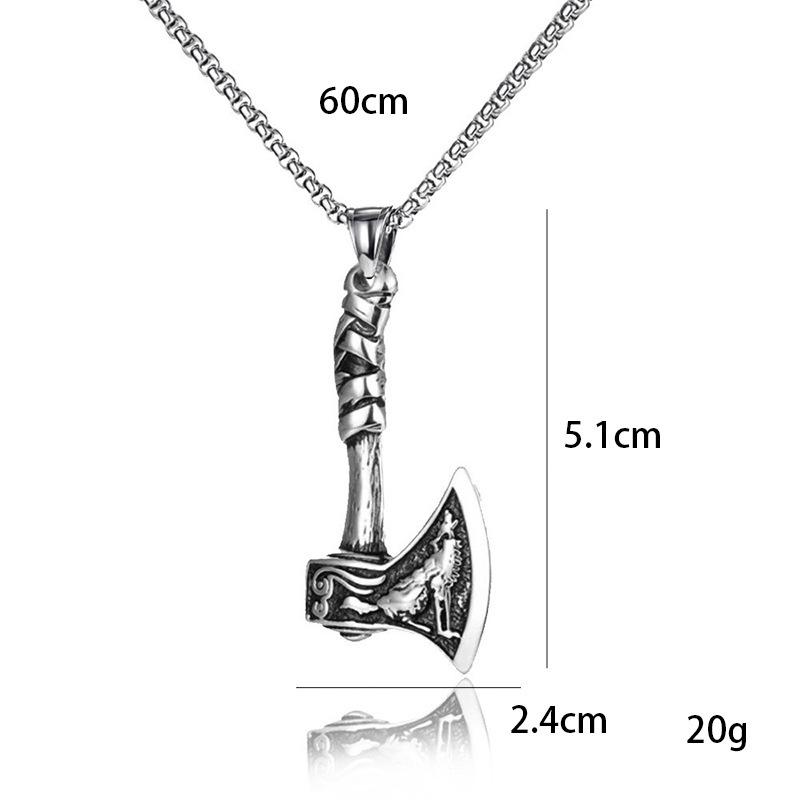 European and American Wolf Axe Titanium Steel Necklace Pendant Personalized Necklace