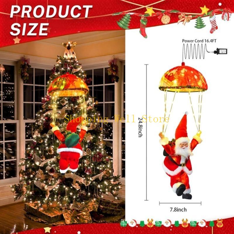 KX4B Efficient LED Santa Parachute Light Outdoor Indoor Christmas Tree Decoration