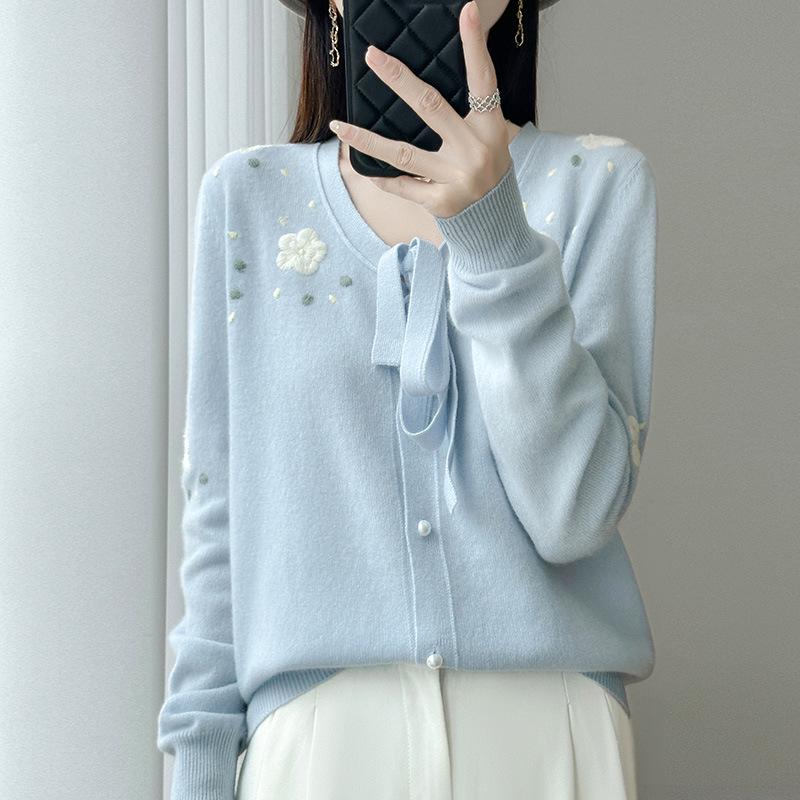 Pastoral Retro Sweet Knit Cardigan - Loose, Soft V-neck Lace Fluffy Silk Wool Sweater