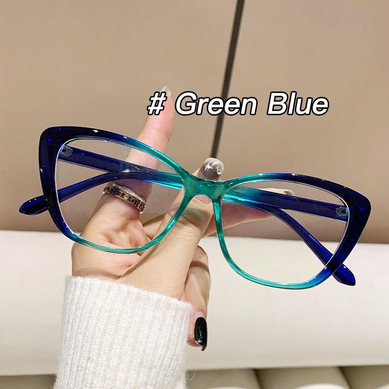 Small Frame Cat-Eye Plano Glasses: Retro European Anti-Blue Light Gradient Frames