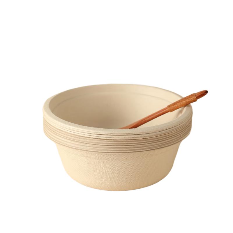 CHAHUA Natural Sugarcane Pulp Deep Disposable Bowls 500ml (8 Count)