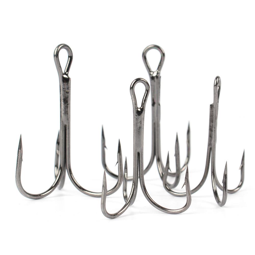 50PCS Treble Hooks Treble Fishing Hooks Carbon Steel Treble Fishing Hooks Set Round Bend Hooks Mixed 5 Size