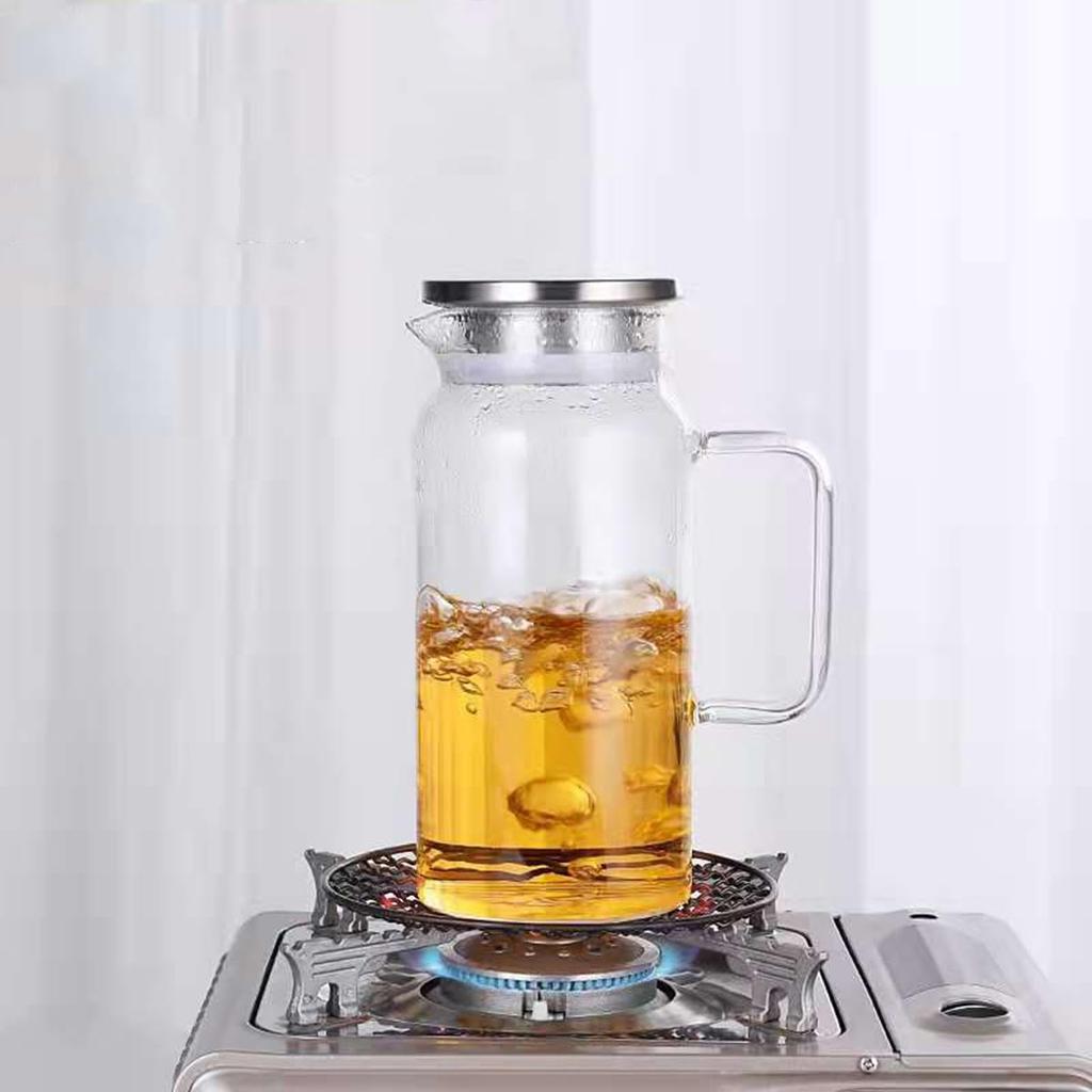 Barley Tea Pitcher, 1500ml Teapot, Stovetop-Safe, Stainless Steel Lid, Refrigerator-Safe, Wide Mouth, Easy to Clean