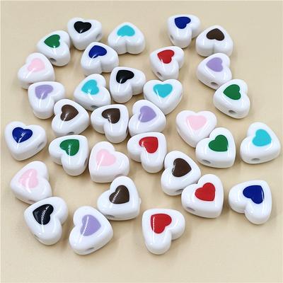 10 Stück Acryl einfarbig Backfarbe Liebe lose Perlen Mode DIY handgemachtes Material für Halskette Armband Schmuckherstellung
