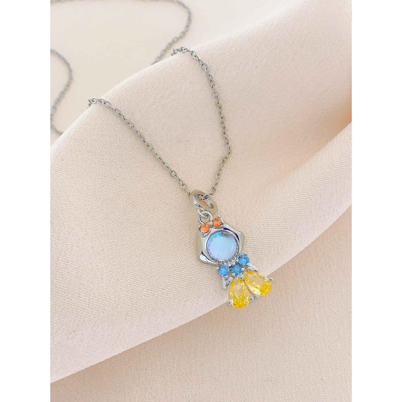 Necklace Women's Summer Aurora Miniature Zirconium New Titanium Steel Necklace Fashion Accessory High-end Lockbone Chain