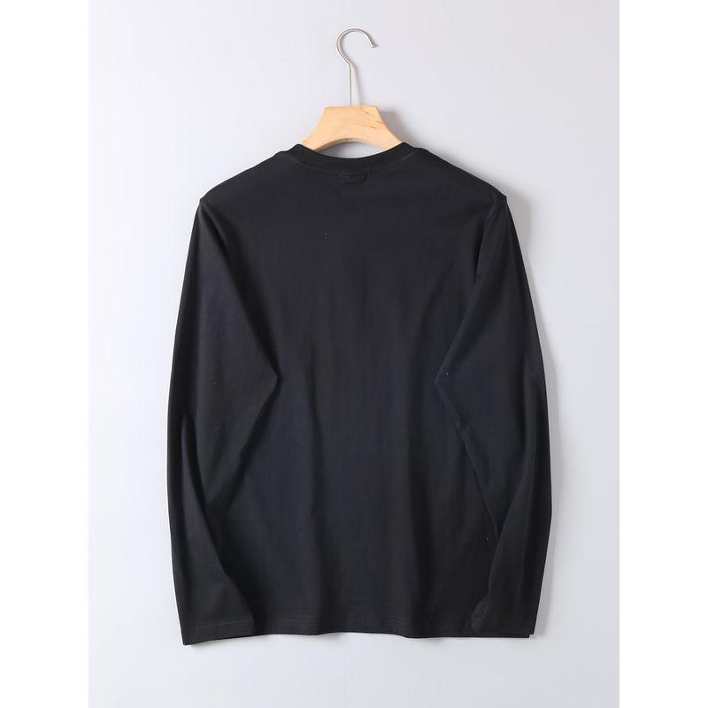 Vintage Printed Cotton Long-Sleeve T-Shirt for Men, Spring and Autumn Versatile Fashion Trendy Round-Neck Base Shirt