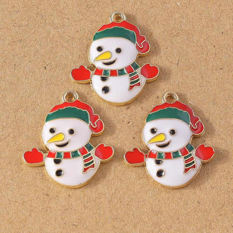 10pcs Enamel Christmas Tree Snowman Pendant Charms for Jewelry Making Christmas Earrings Necklaces DIY Accessories Supplies