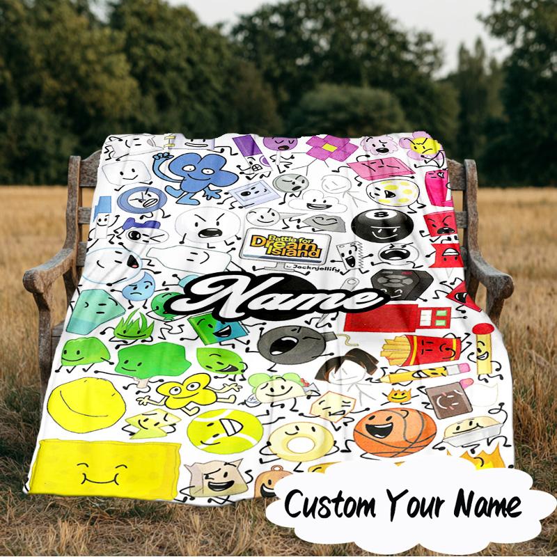 Custom Name Colorful Dream Island Blanket Ideal Bedding Blanket Perfect for Travel, Camping, Living Rooms, Offices, Sofas, Fan Christmas gift