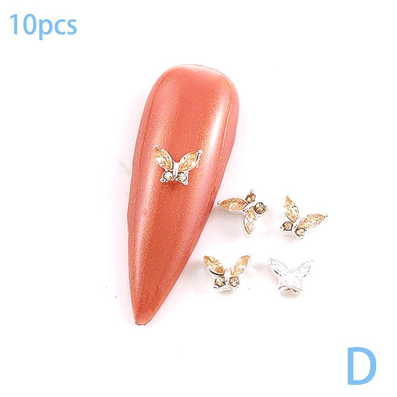 10Pcs Luxury 3D Mini 4*6Mm Crystal Butterfly Nail Art Charms Jewelry Accessories Alloy Rhinestones Nails Decoration Supplies