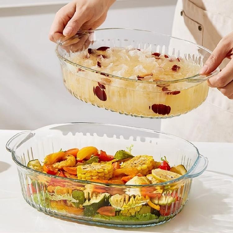 Large Capacity Borosilicate Glass Food Storage Bowl With Covers Excellent For Soups Dessert And Side Dish