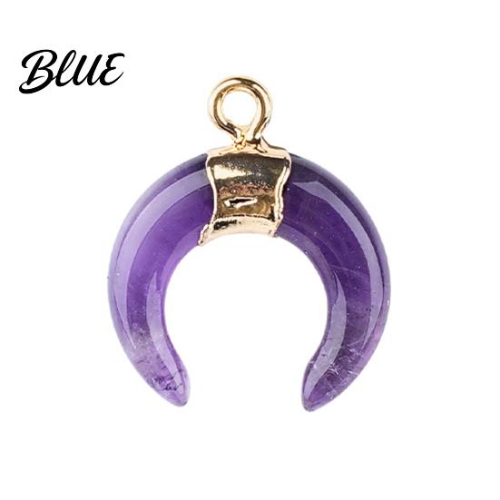 DIY Pendant Charm Gold-Plated Edging Crescent Horn Design Natural Imitation