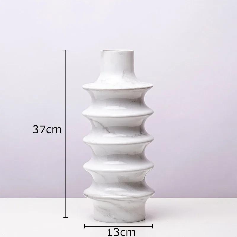 Creative Marble Pattern Abstract Crafts Vase Desk Decoration Artificial Flowers Decorative Floral Arrangement Resin Flower Vases