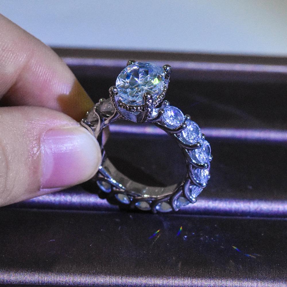 

Women Oval Moissanite Ring Full Diamond Fancy Cut Engagement Band no. 6 платиновый