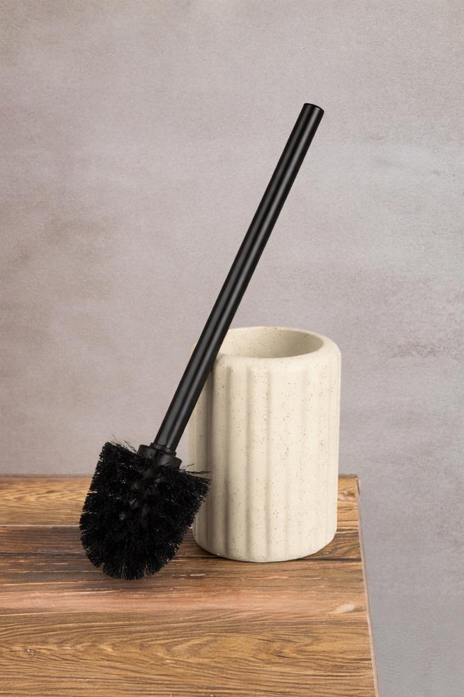 KENYA Ceramic Cream Black Toilet Brush with Holder