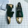 Men Wedding Tassels Leather Casual Shoes Luxury Designer Pointed Gold Sequin Loafers Brand Dress Evening Footwear Zapatos Hombre