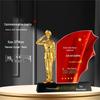 Custom Engraved Crystal Military Commendation Trophy