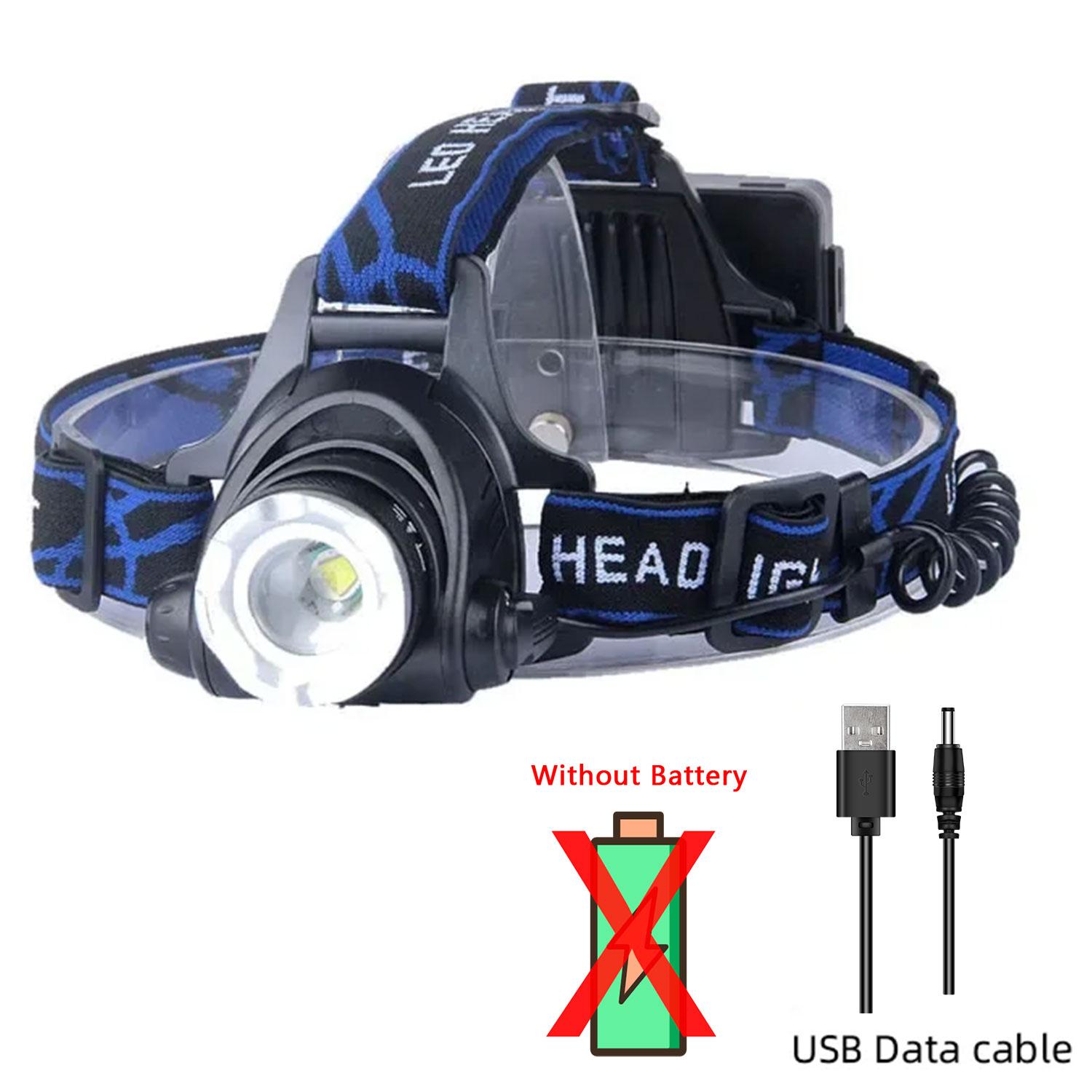 

Portable T6 Led Headlamp Powerful LED Headlamp Telescopic Zoomable Head Torch Outdoor Waterproof Rechargeable Fishing Camping T6 Non-sensor Led