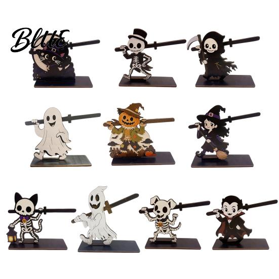 Unique Wooden Craft Gift Halloween Paper Towel Holder Skeleton/Ghost/Cat/Pumpkin/Witch Stand Retro Desktop Tissue Dispenser Gothic Roll Storage