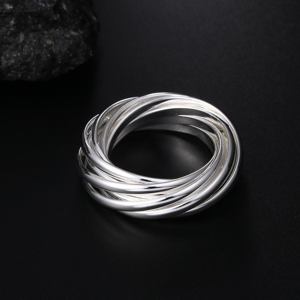 925 Sterling Silver Wedding Jewelry Five Circle Fashion Ring