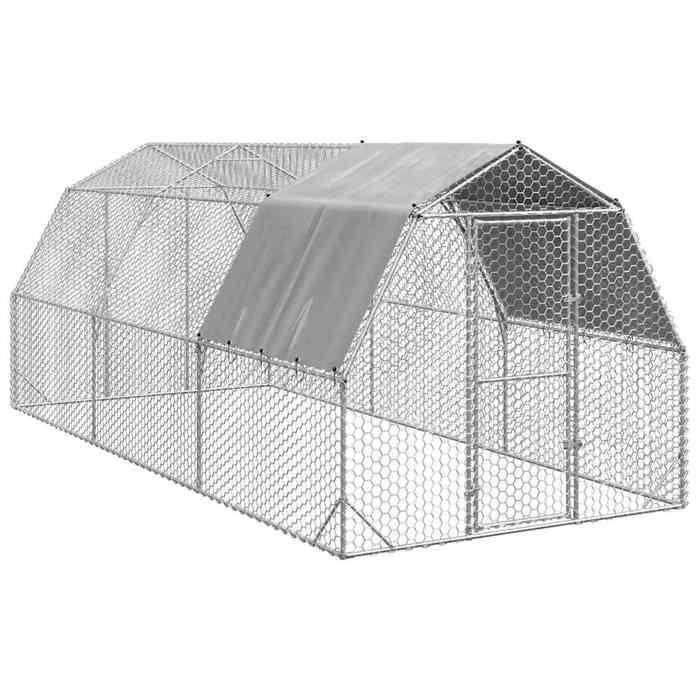 VidaXL Poulailler avec toit 2,5x6x2,25 m acier galvanisé, poulailler de promenade, enclos à poules accessible, cage à poules 3328527