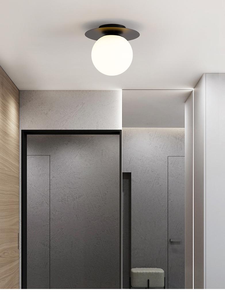 Gold LED Bulb Porch Light Aisle Living Room Bedroom with Modern Ceiling Light White Glass Ceiling Light