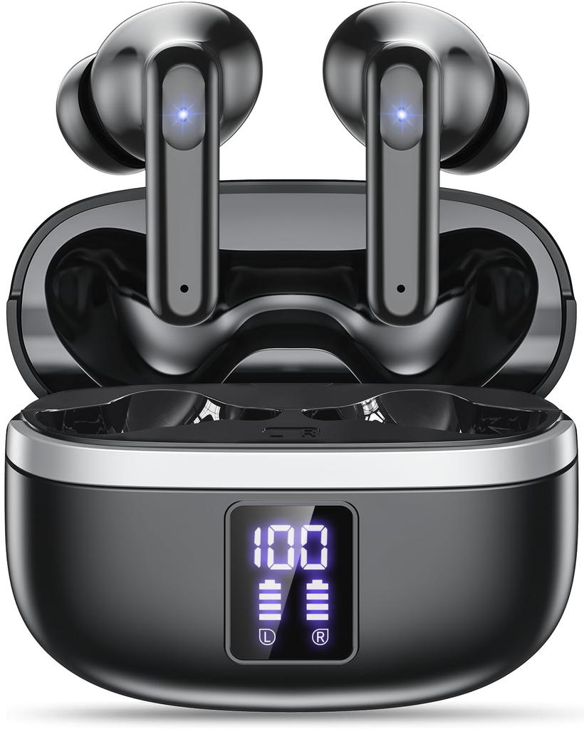 Cutting-edge Bluetooth 5.4 Earbuds, Wireless Bluetooth Earphones [New for 2025] LED Display, Wireless Type-C Fast Charging, Built-in Microphone,
