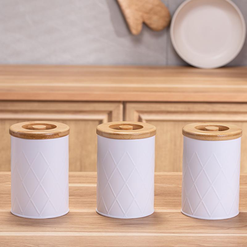 Набор из 4 штук Решетчатая бамбуковая крышка Контейнер для хранения Банка для хранения выпечки и еды Кухонный Овальный Металлический Дышащий Хлебница