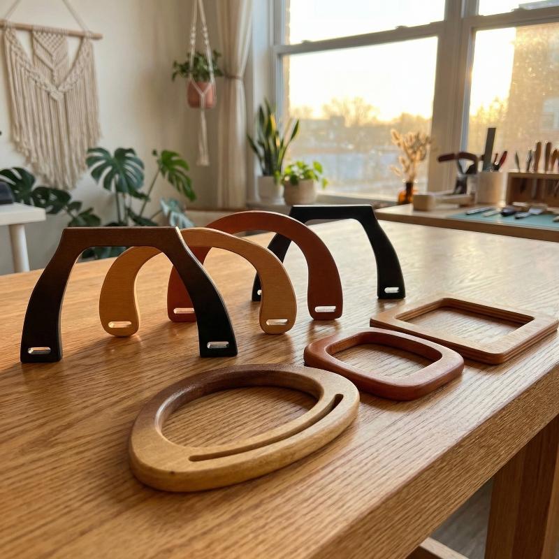 DIY Wooden Bag Handle Square Shape for Classic Handbag Purse Straps Replacement for Tote Bag Sewing Projects
