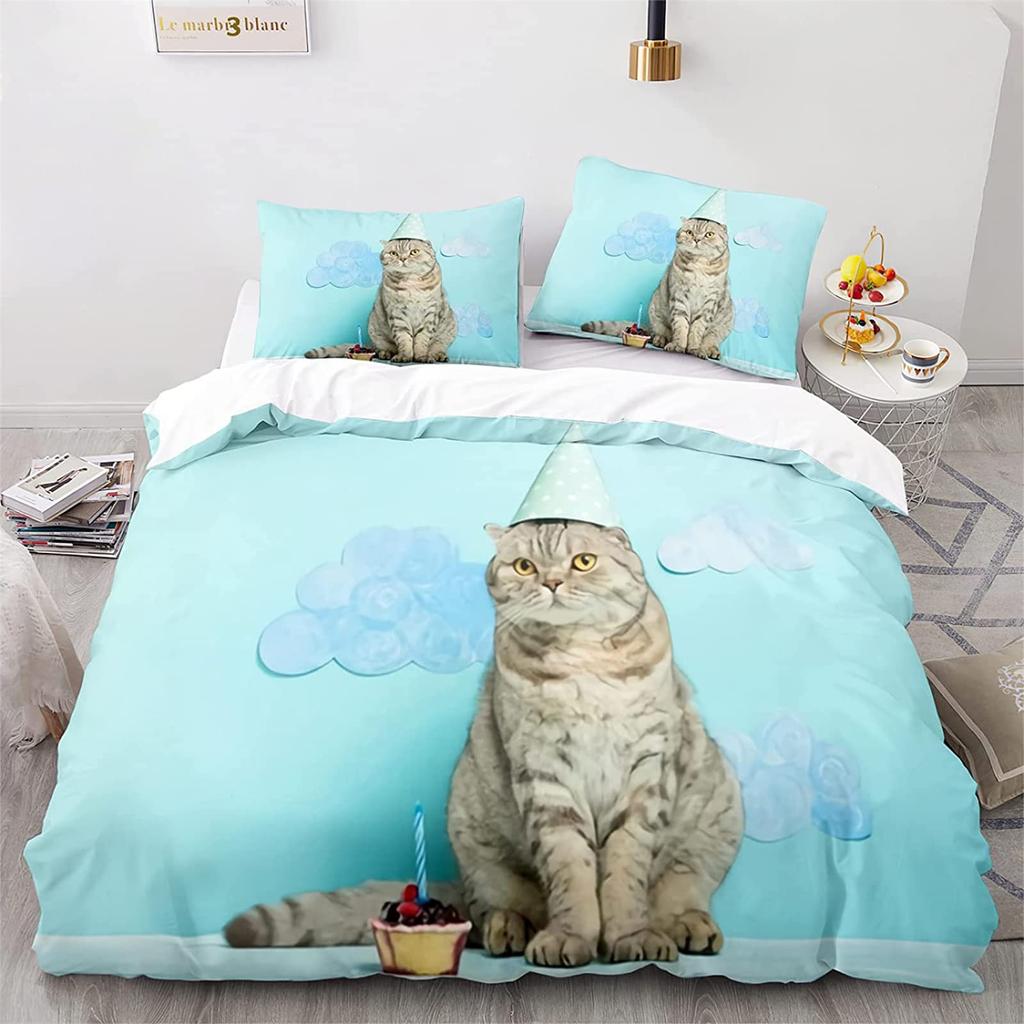 Set Copripiumino Gatto Arancione Matrimoniale Queen Size Motivo Animali Carini Poliestere Copripiumino Coperta Trapuntata Per Bambini Adolescenti Set Biancheria da Letto