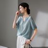 SOFSIL Women's Mulberry Silk V-Neck Short Sleeve Blouse