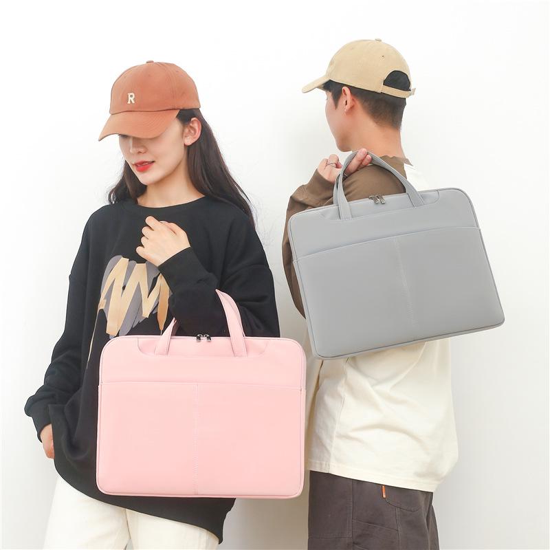 

Men s Leather Laptop Briefcase: Multi-layer, Large Capacity Bag for Commuters розовый