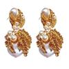 European & American Fashion Zinc Alloy Leaf Pearl Geometric Earrings for Women