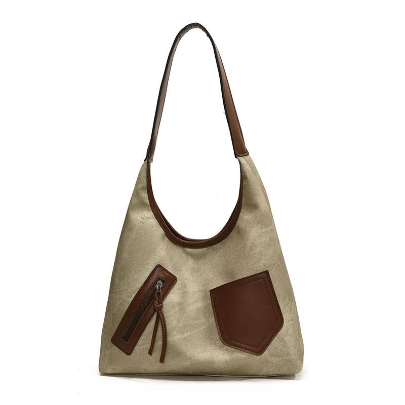 Neue Frühling Retro Kontrastfarbe Schultertasche Große Kapazität Einfache Umhängetasche Pendeln Nischendesign Tragetasche