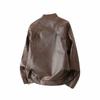 2026 Spring Men Motorcycle Leather Jacket Men Retro Black Brown Jacket Autumn Men Pu Leather Coat Male Loose Faux Leather Coat