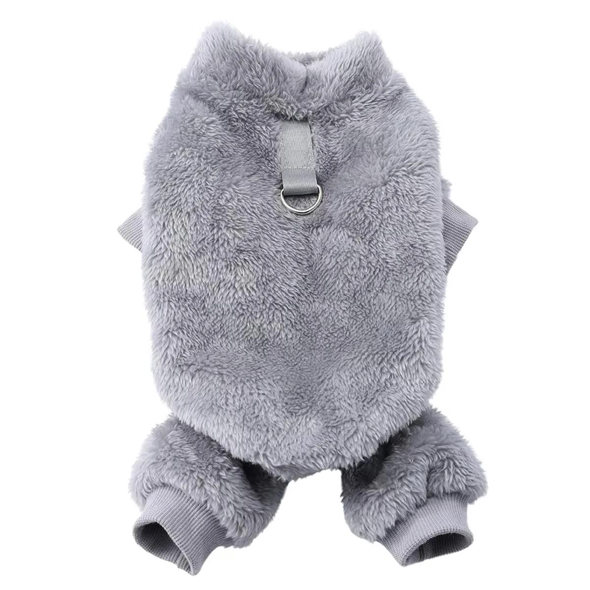 

Winter Warm Soft Flannel Dog Jumpsuit Puppy Cat Four Legs Jacket Coat for Small Medium Dogs Cats Chihuahua Yorkie Pet XS серый