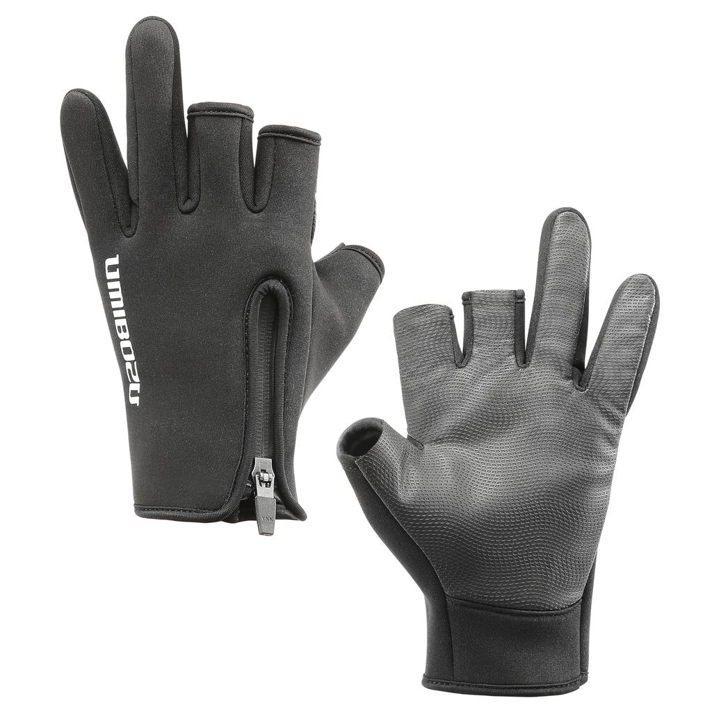 Umibozu Fishing Winter Fishing Cold YKK Waterproof Fleece Outdoor Use Gloves, Gloves, Protection, Zipper, Lining, Stretch, (M, Black)