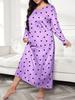 2025 European Plus Size Long Sleeve Butterfly Heart Leopard Print Nightgown