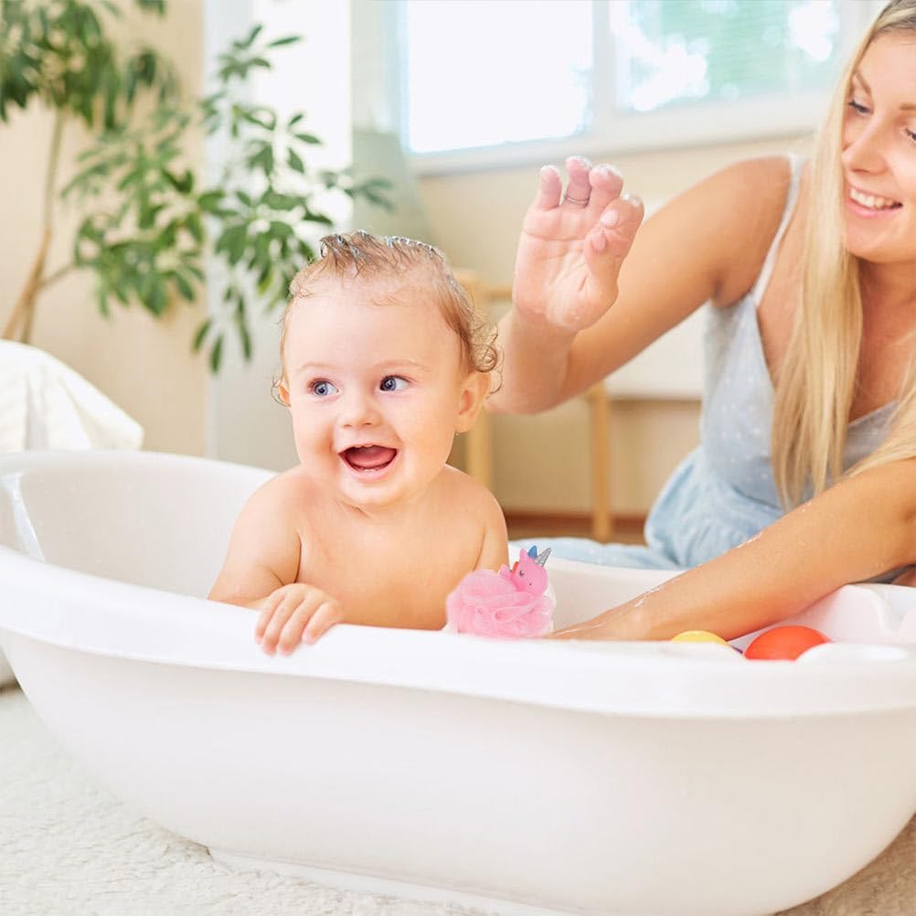 

2 шт. Шарик для ванны Единорог для детей, Отшелушивающая мочалка для тела, Мягкая губка для душа из ПЭ, Розовый и голубой, 5,51 * 4,33 * 3,54 дюйма, Для нежного очищения кожи