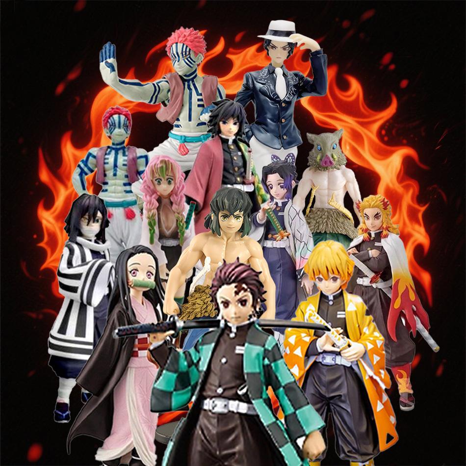 Figurină de Acțiune Anime Demon Slayer - Kamado Tanjirou cu Agatsuma Zenitsu și Nezuko Model PVC Jucării Kimetsu No Yaiba Războinici