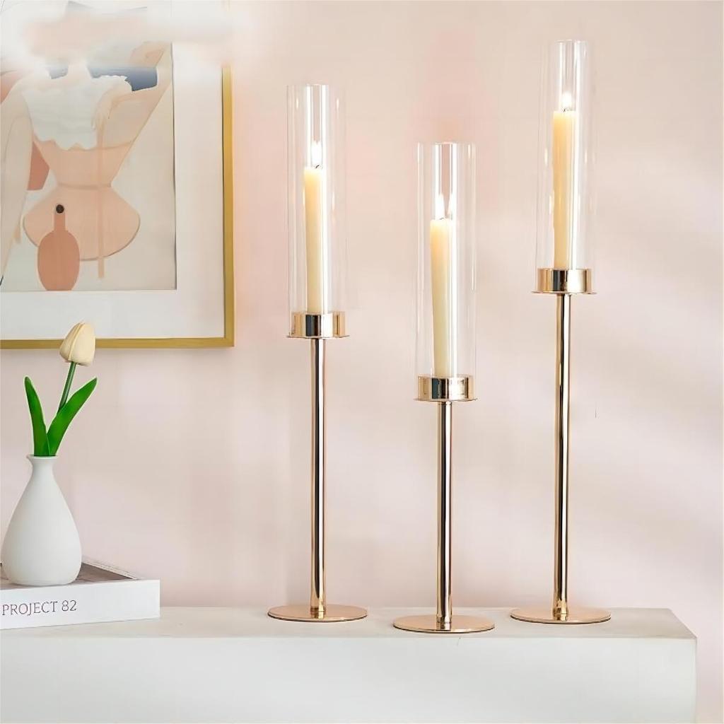 European Style Electroplated Glass Candlestick for Weddings, Birthdays, and Parties