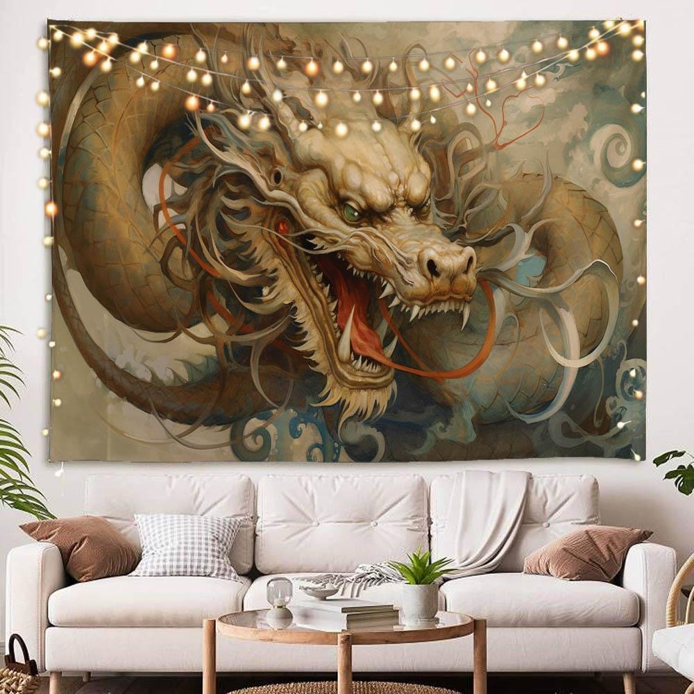 Mythical Legend Dragon Art Tapestry Office Living Room Bedroom Decoration Sofa Background Wall Cartoon Wall Hanging Cloth