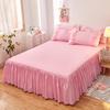Solid Color Princess Style Brushed Bed Skirt with Dustproof Full Wrap