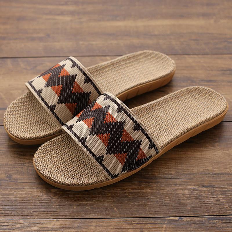 

Легкие Uerkang новые домашние прохладные тапочки домашние комнатные нескользящие льняные тапочки мужские и женские нескользящие тапочки Male: 44-45 (positive size)