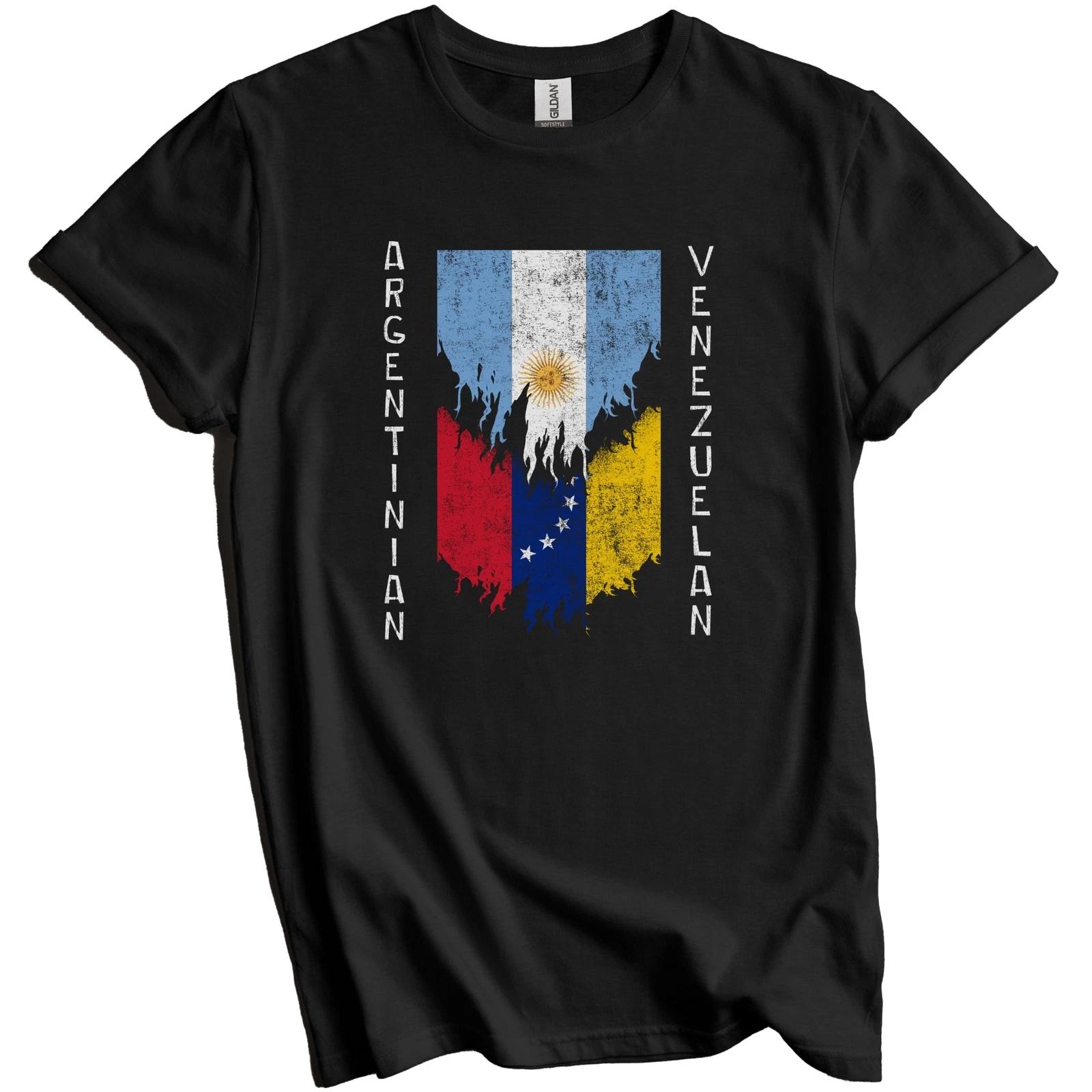 Argentinian Venezuelan Flags Ripped Torn Argentina Venezuela T-Shirt S