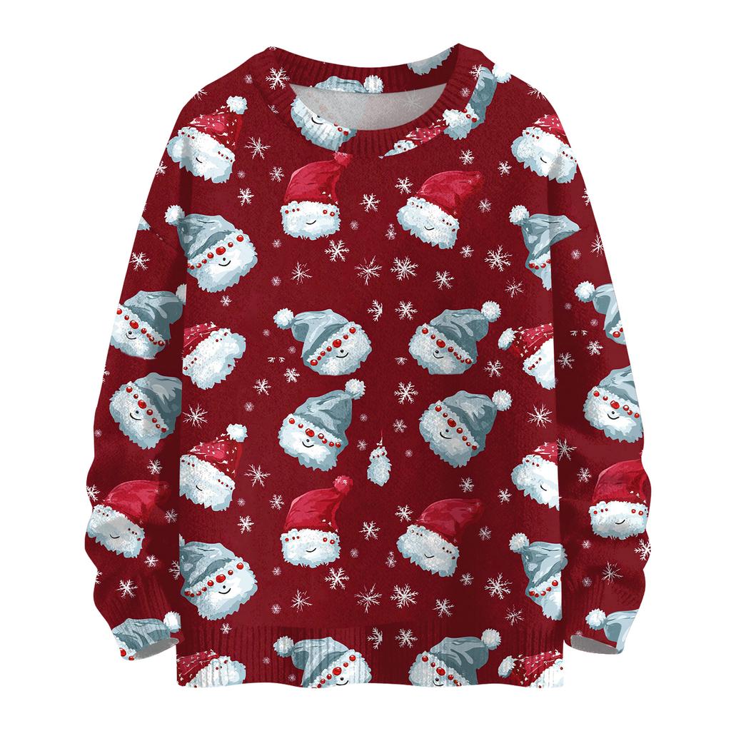 Women's Casual Long Sleeve Woolen Christmas Sweatshirt Fall  Vacation Long Sleeve Pullover