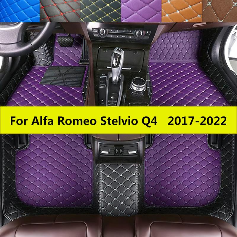 Car Floor Mats For Alfa Romeo Stelvio Q4 2017 2018 Auto Full Set Foot Pads All Season Leather Carpet