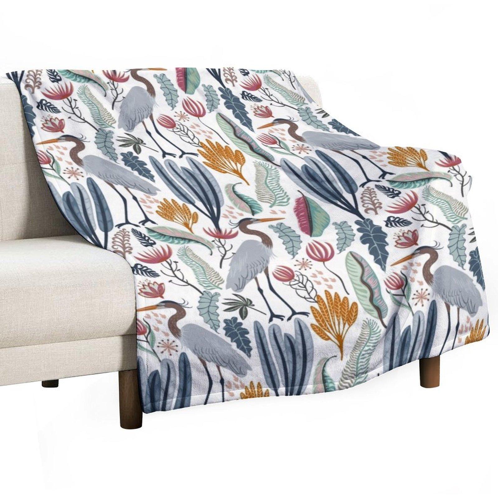 

Heron and plants Throw Blanket Travel Decorative Sofa Blankets For Baby for winter Blankets 30x40in