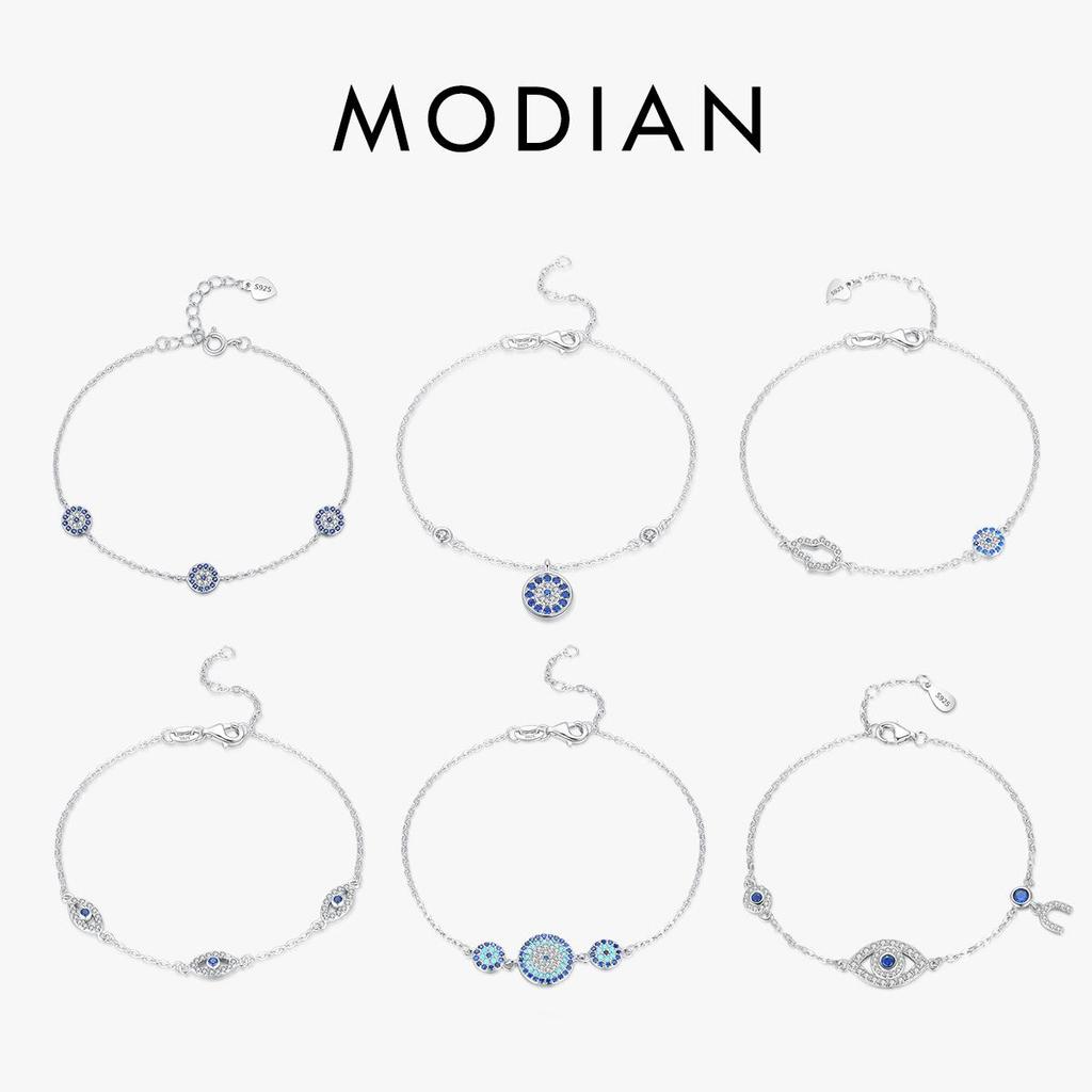 Pure 925 Sterling Silver Luxury Turquoise Blue Eyes Clear Cubic Zircon Crystal Link Chain Bracelet For Women Fine Jewelry