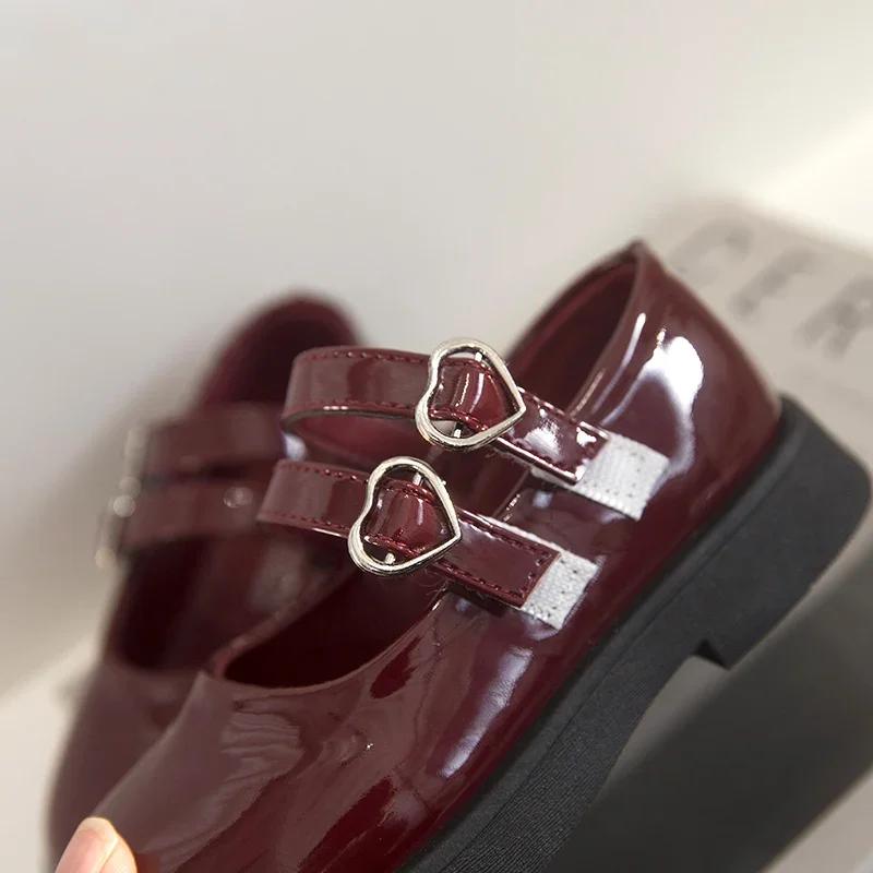 Kids Flat Shoes Black Glossy Girls Performance Dance Shoes Round Toes 2025 New Fashion Children Princess Shoes Non-slip Soft